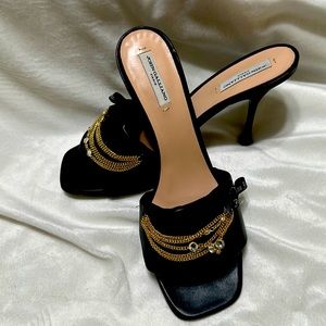 John Galliano
Women's Black Chain-trim Leather Sandals
